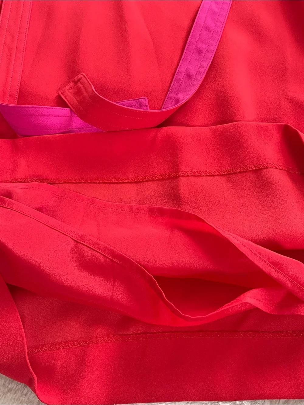 J. Crew Red Long-Sleeve Tie-Neck Shift Dress with Pink Ties